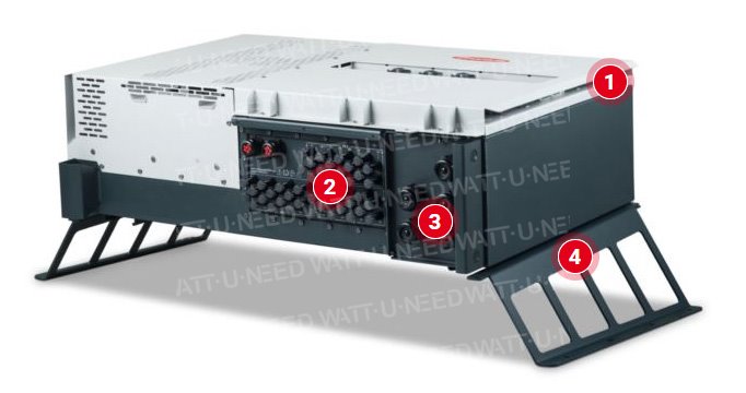 Détails externes de l'onduleur Fronius Tauro ECO