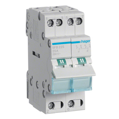 Modular change-over switch 2x25A