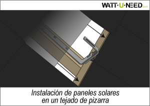 Instalación de paneles solares en un tejado de pizarra