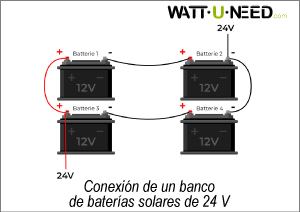 Conexión de un banco de baterías solares de 24 V