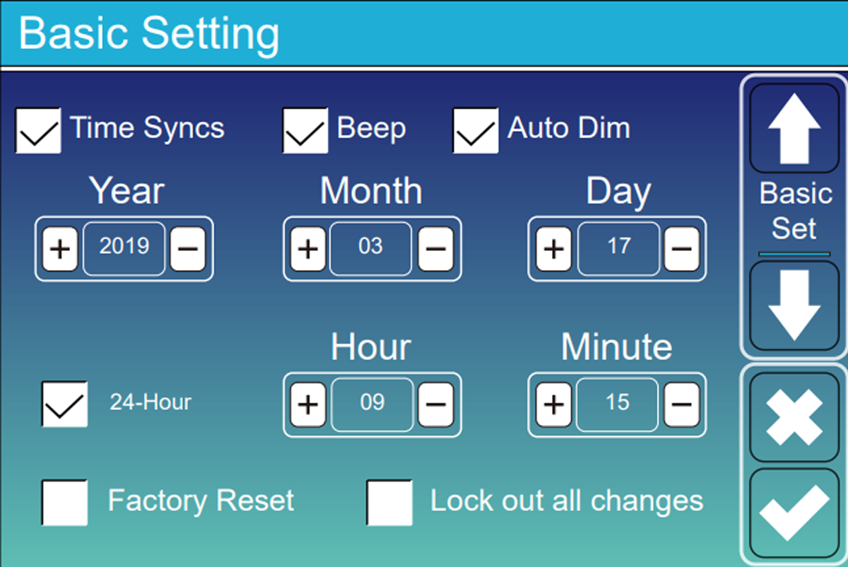 Basic Setting screen of Deye showing Time Sync and Lock out all changes