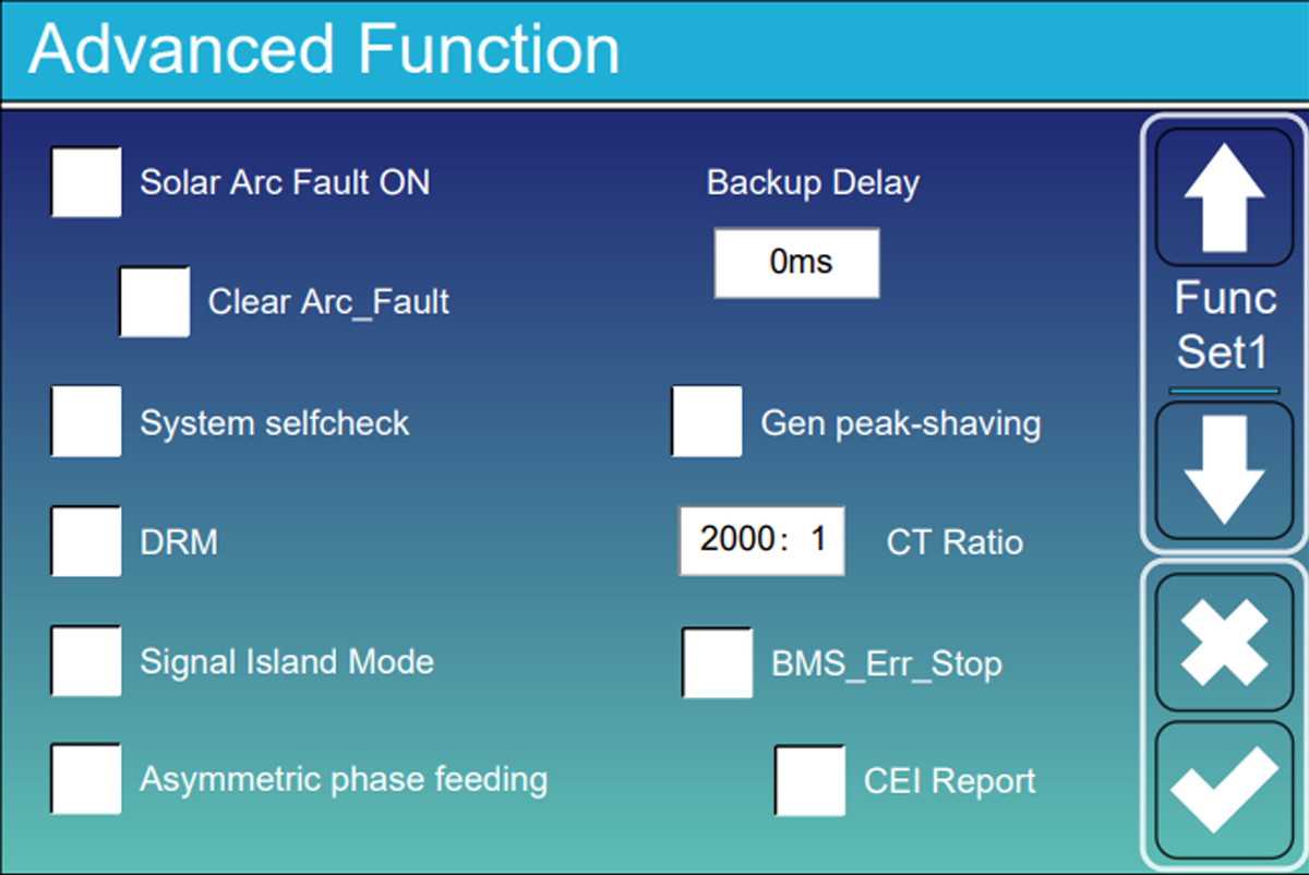 Deye Advanced Function Screen with BMS Err Stop
