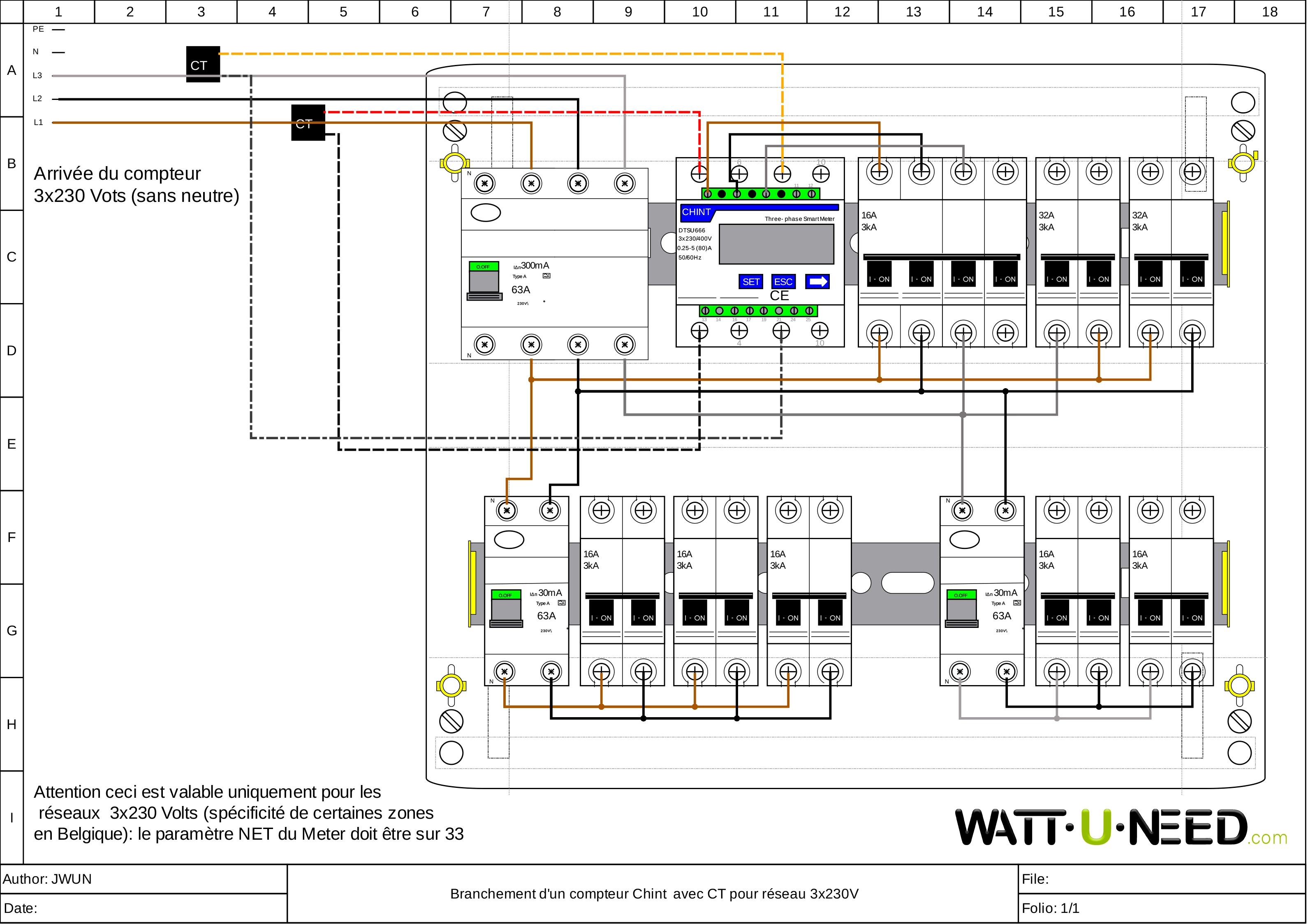 Branchement compteur Chint avec onduleur Sofar triphasé 3x230 et CT : guide de câblage précis pour mesure et gestion optimisée de l’énergie solaire.