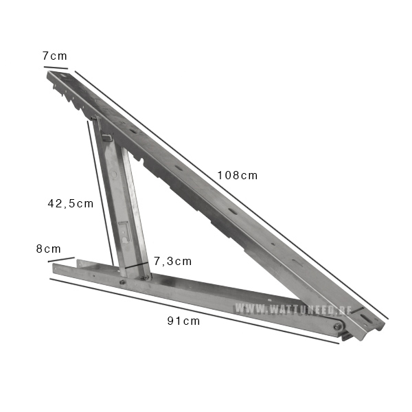 Adjustable aluminium support (15-20-25-30-35°)