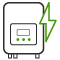 Wechselrichter-Symbol mit gruenem Blitz